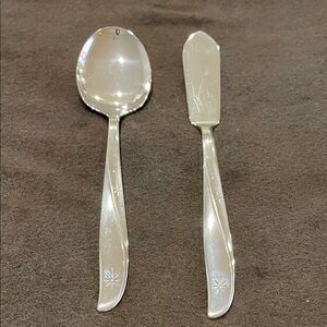 Vintage Oneida Community Stainless Sugar Spoon and Butter Knife